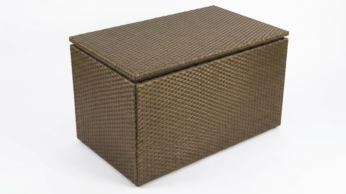 Weatherproof REHAU weave outdoor storage box for cushions in Ballito.