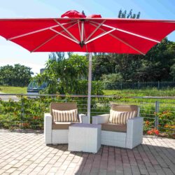 Mirage luxury all weather outdoor armchairs and ottoman side table for gardens and patios